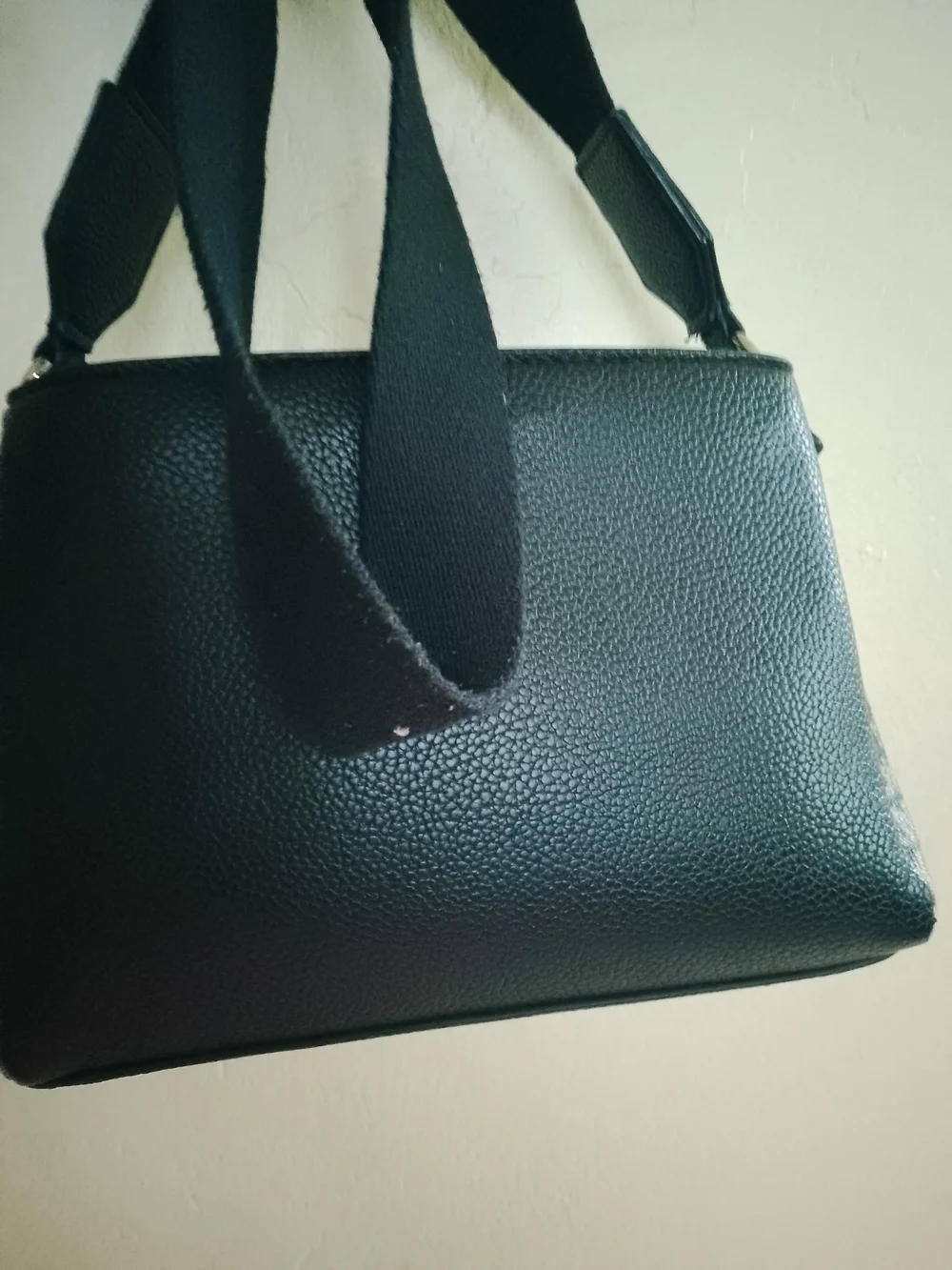 DKNY Black Pebbled Leather Crossbody Bag with Gold Accents